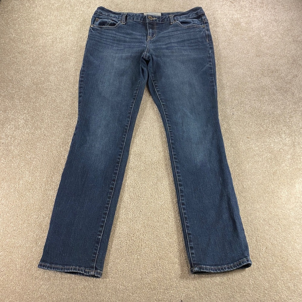 Maurices Alayna Skinny Jeans Womens 7/8 Short Dark Wash Blue Mid Rise Stretch